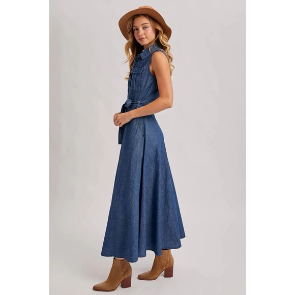 Denim Sleeveless Maxi Dress - Picture 3 of 4